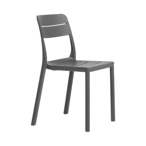 Chaise empilable Cassia Bistrot gris - NARDI - Basalte (recyclé) - Résine de fibre de verre