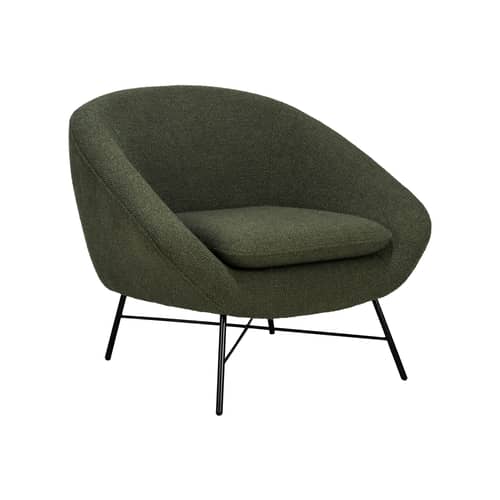 Fauteuil rembourré Barrow tissu vert - Ethnicraft - Kaki - Métal laqué, Mousse haute densité, Tissu