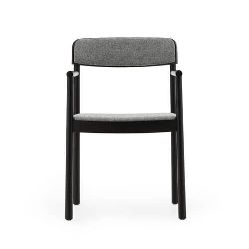 Fauteuil rembourré Timb tissu gris - Normann Copenhagen - Tissu gris (Hallingdal 166) / Frêne noir - Contreplaqué de frêne, Frêne massif, Mousse, Tissu