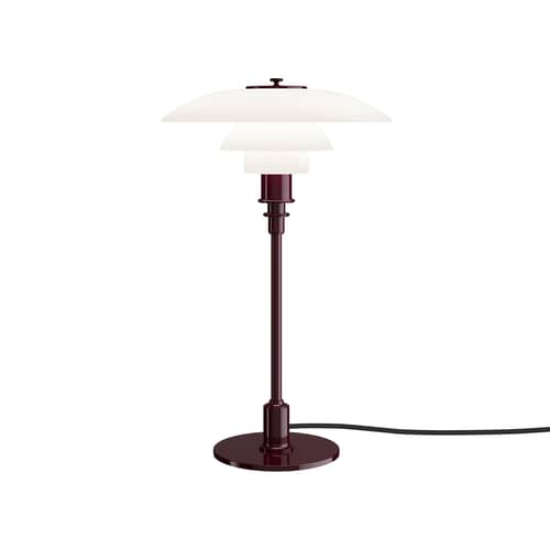 Lampe de table PH 3/2 bordeaux / Réédition 1926 - Louis Poulsen - Bordeaux brillant / Blanc - Aluminium laqué, Verre soufflé bouche