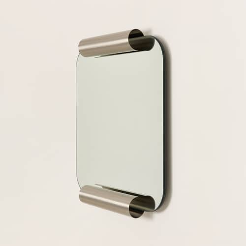 Miroir mural Roll métal / 60 x 65 cm - NOBODINOZ - Acier brossé - Acier inoxydable brossé, Verre