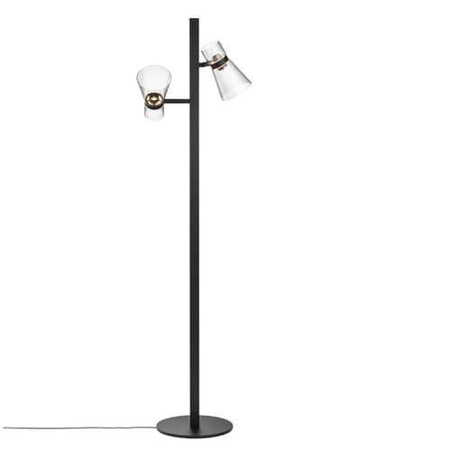 Lampada a stelo Nocturne 2 - Cone vetro nero / LED - Regolabile - Flos - Nero - Alluminio, Vetro borosilicato soffiato
