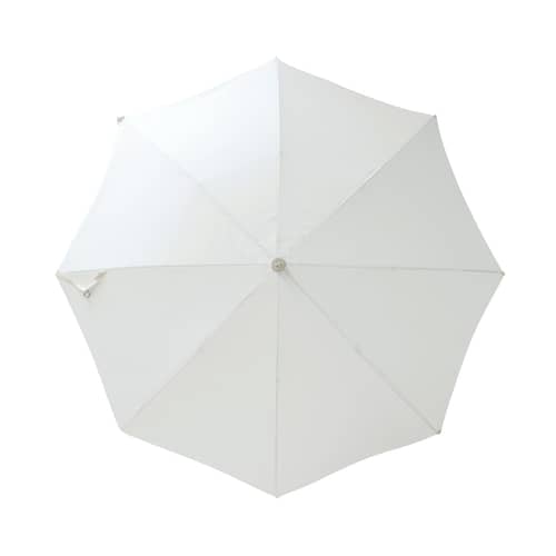Parasol The Premium Beach blanc / Ø 180 cm - Inclinable - BUSINESS & PLEASURE - Uni blanc / Antique - Aluminium poli, Bois lamellé-collé de récupération, Fibre de verre, Toile outdoor