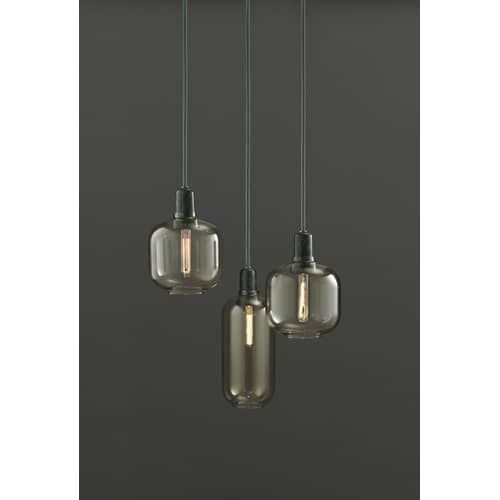 Amp Small Pendant glass stone yellow brown gold Ø 14 x H 17 cm - Normann Copenhagen - Gold / Dark green marble - Glass, Marble