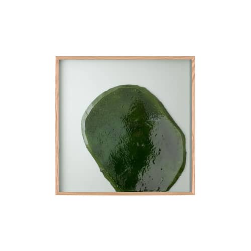 Poster incorniciato Bas Relief 2 carta legno verde / By Ronan Bouroullec - 60 x 60 cm - The Wrong Shop - Verde (struttura in rovere) - , Acrilico, Legno