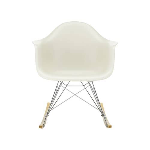 RE RAR - Eames Plastic Armchair Rocking chair plastic material grey / (1950) - Recycled - Vitra - Pebble grey / Chrome legs / Light wood - Chromed steel, Post-consumer recycled plastic, Solid maple