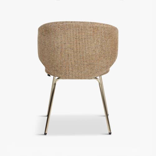 Sedia da pranzo imbottita Savio tessuto giallo - NV GALLERY - Giallo / Ottone - Ferro, Schiuma ad alta densità, Tissu Tweed