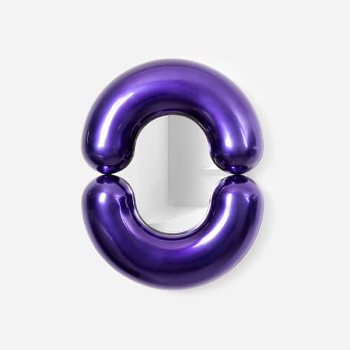 Specchio murale Zodiac Bumper Small ceramica viola / L 55 x H 70 cm - Jean-Baptiste Fastrez, 2020 - Moustache - Viola Metallizzato - Ceramica, Vetro