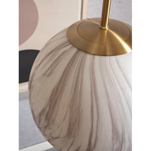 Suspension Carrara verre blanc or / Ø 28 cm - Verre effet marbre / Seconde vie - It\'s about Romi - Blanc effet marbre / Or - Métal, Verre
