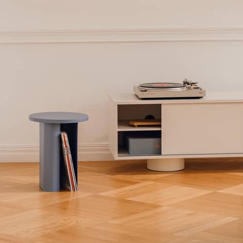 Table d\'appoint Sato métal bleu / Ø 35 x H 42,5 cm - NOO.MA - Bleu givré - Acier