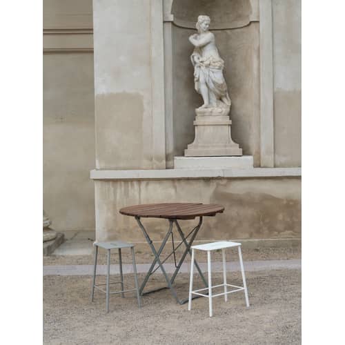Tabouret Adam Outdoor métal noir / H 50 cm - Frama  - Noir - Acier laqué époxy
