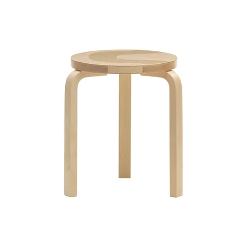 60 Stackable stool natural wood / 3 legs - Artek + Marimekko, 90th anniversary limited edition - ARTEK