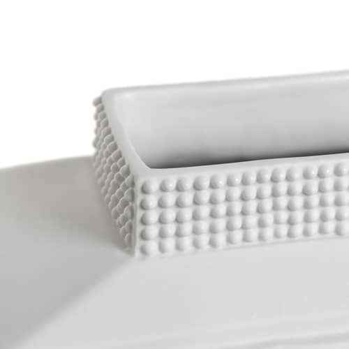 Vase Charade Block Studded céramique blanc / Porcelaine - H 33 cm - Jonathan Adler - Blanc mat - Porcelaine blanche mate