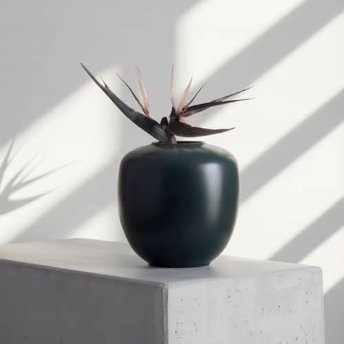 Vase Sunao Medium keramik grün / Ø 30 x H 30 cm - 101 COPENHAGEN - Dunkelgrün - emaillierte Keramik