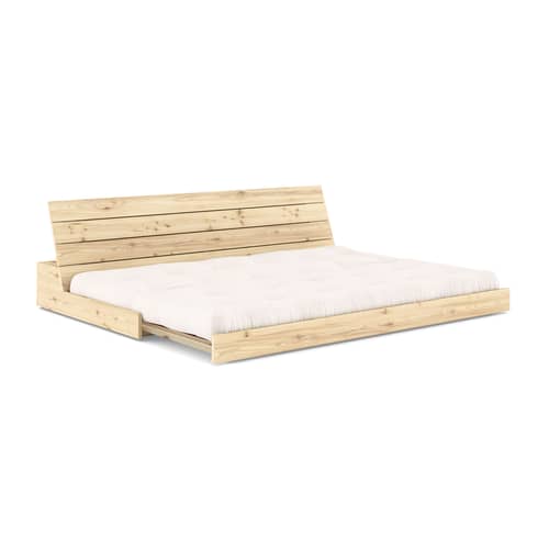 Canapé convertible Base / L 196 cm - 3 places - KARUP DESIGN - Naturel 701 (tissu coton) / Pin clair - Fibres recyclées mélangées, Mousse, Pin massif certifié FSC, Tissu polyester