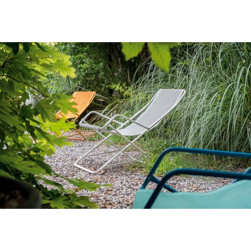 Chaise longue pliable Bahama métal blanc beige  / Seconde vie - Emu - Crème / Structure blanche - Acier verni, Toile