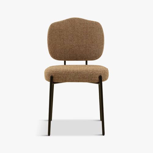 Chaise rembourrée Mogan tissu jaune - NV GALLERY - Tweed jaune / Métal noir - Fer, Mousse haute densité, Tissu