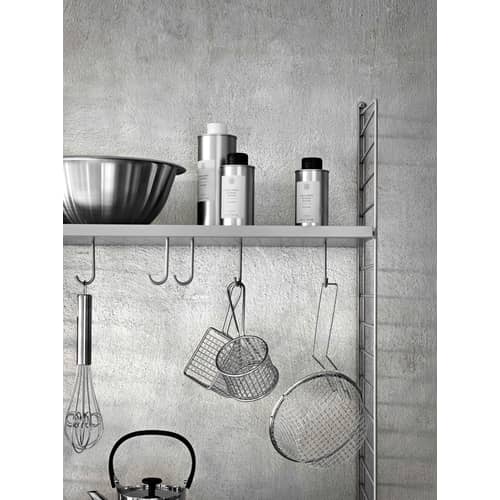 Lot de 5 crochets / Pour étagères en métal perforé - String Furniture - Blanc - Acier