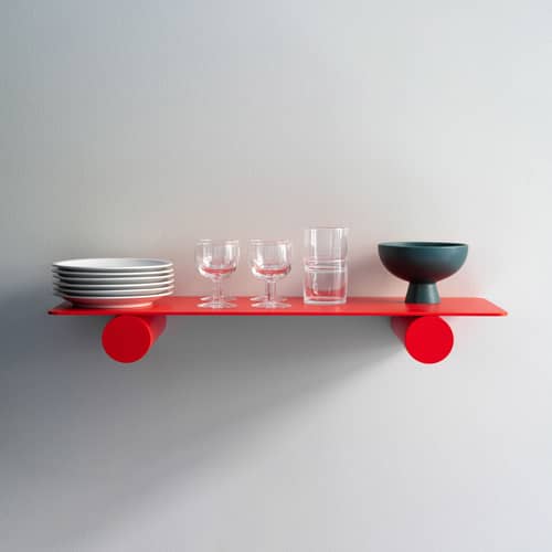 Étagère Pipeline Duo métal rouge / L 76 cm - raawii - Rouge - Aluminium