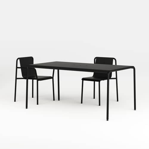 Fauteuil de repas empilable Panorama métal noir / Avec accoudoirs - TIPTOE - Noir Graphite - Acier thermolaqué