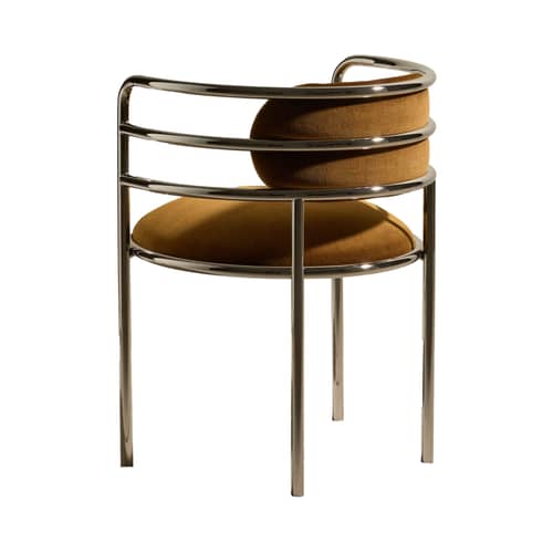 Fauteuil rembourré Moon / Velours - Maison Sarah Lavoine - Havane / Métal chromé - Métal chromé, Mousse, Velours de coton