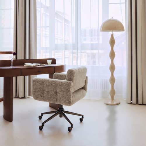 Lampada a stelo Powers metallo beige - NV GALLERY - Beige - Ferro laccato, Poliresina