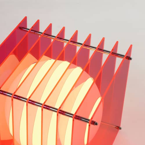 Lampe de table Lop Big Square plastique rose / Lauréat Archiproducts Design Award - BANG - Rose - Acrylique, Inox, Verre