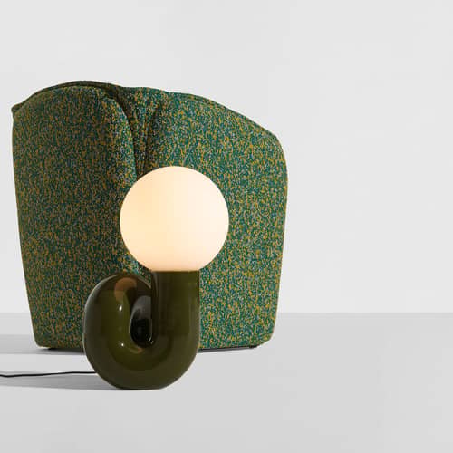 Lampe de table Neotenic Grande céramique vert / L 34 x H 51 cm / Seconde vie - Petite Friture - Vert - Céramique émaillée, Verre soufflé bouche