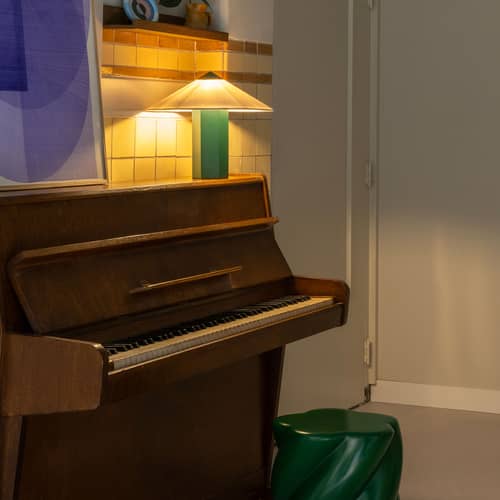 Lampe de table Phira métal vert - & klevering - Vert - Acier laqué, Coton