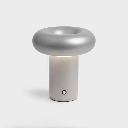 Lampe extérieur sans fil rechargeable Glimpse métal / Ø 17 cm - & klevering - Argent givré - Métal