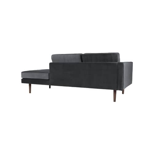 Méridienne Wind tissu gris / Accoudoir gauche - L 200 cm / Velours - BROSTE COPENHAGEN - Gris foncé - Aggloméré, Chêne huilé teinté, Mousse, Velours polyester
