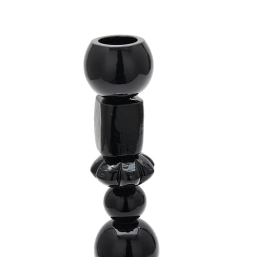 Portacandela Perles vetro nero / Piccolo - H 34 cm - Pols Potten - Nero - Acciaio inossidabile, Vetro riciclato