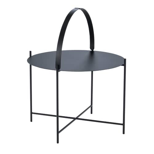 Table basse Edge / Poignée rabattable -Ø 62 x H 46 cm - Houe - Noir - Métal thermolaqué
