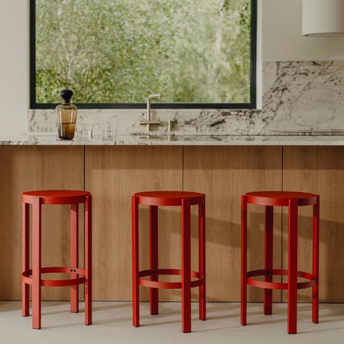 Tabouret haut Doon métal rouge / H 65 cm - NOO.MA - Rouge tomate - Acier