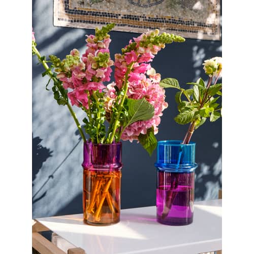 Vase Moroccan Small verre rose bleu / Ø 9,5 x H 20,5 cm - Hay - Rose & bleu - Verre soufflé recyclé