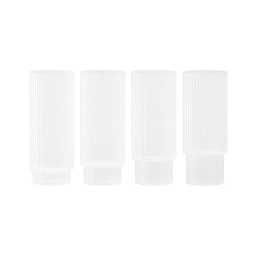 Set de 4 verres long drink Ripple / Ø 6 x H 14 cm (30 cl) - Ferm Living - Givré - Verre soufflé bouche