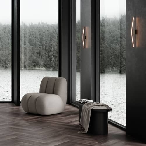 Wandleuchte mit Stromkabel Bow Mini metall braun / H 50 cm - 101 COPENHAGEN - H 50 cm / Bronze & Weiße Röhre - Eisen, Polyacryl