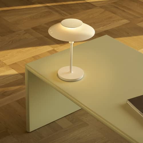 PH 80 Wireless rechargeable lamp plastic material white / LED - 1974 - Louis Poulsen - Opal white / Base, legs - Aluminium, Opal acrylique, Steel