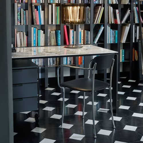 Armlehnstuhl Savoia INDOOR plastikmaterial grau - Kartell - Anthrazit (Thermoplast) / Verchromt - poliertes Aluminium, Technoplymer