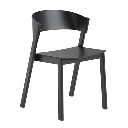 Chaise empilable Cover bois noir - Muuto - Noir - Chêne massif, Contreplaqué cintré