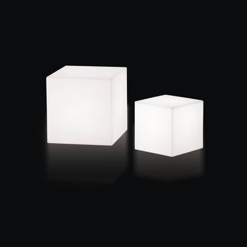 Cubo OUTDOOR Illuminated side table plastic material white Outdoor - Slide - White - Outdoor - Polythene