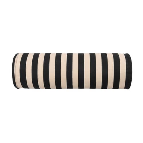 Vibes Cylinder Cushion textile black / Ø 16 x L 50 cm - NOBODINOZ - Black & Sand / Striped - Organic cotton, Polyester