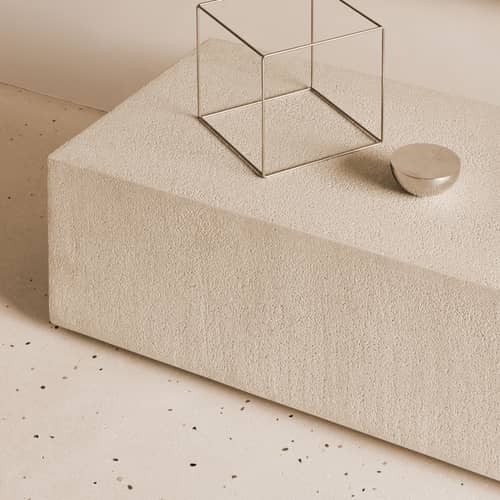 niedrige Konsole Elements corian weiß / 180 x 45 x H 30 cm - Mikrozement - Ethnicraft - B 180 cm / Gebrochenes Weiß - Mikrozement
