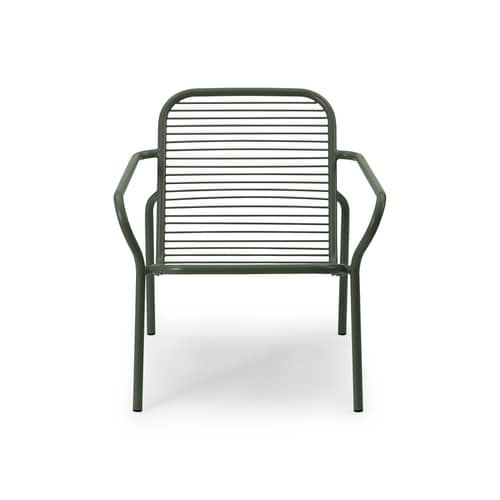 Fauteuil bas empilable Vig Lounge métal vert - Normann Copenhagen - Vert foncé - Acier thermolaqué