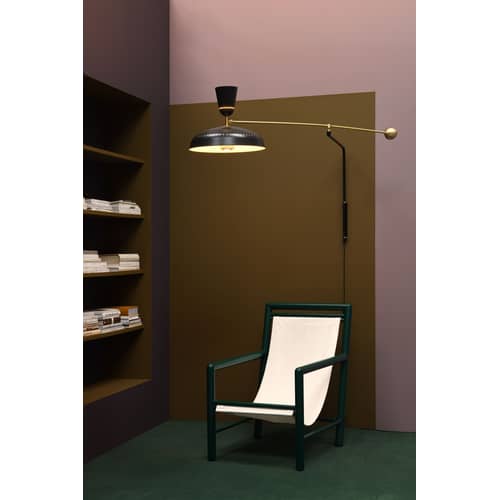 Applique con presa G1 metallo beige / Riedizione 1951, Pierre Guariche - L 115 cm - SAMMODE STUDIO - Crema brillante - Alluminio, Ottone