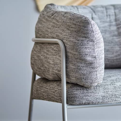 Gepolsterter Sessel Karel textil grau - Bloomingville - Grau - Gewebe, Pulverbeschichtetes Eisen, Schaumstoff