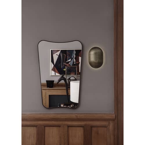 Miroir mural F.A. 33 /  Gio Ponti - L 54 x H 80 cm - Gubi - Laiton noir - Laiton, Verre