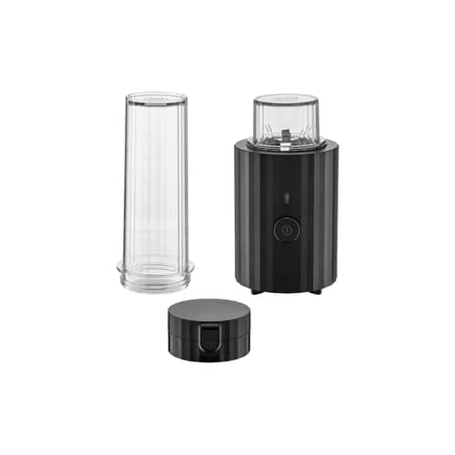 Mixeur personnel Plissé plastique noir / 380W - Verre de transport 550ml / Pour jus, smoothie, milkshake - Alessi - Noir - Acier inoxydable, Résine thermoplastique