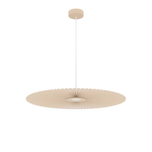 Pendelleuchte Carmen Medium textil beige / Ø 90 cm - Plissee - Hartô - Sand goldfarben - Auf PET kaschiertes Textil, bemaltes Metall