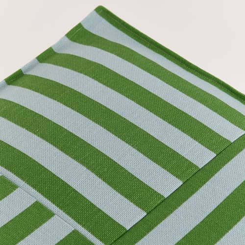Pouf Otto tissu vert / Repose-pieds - 55 x 55 cm - NOBODINOZ - Vert & bleu / Rayé - Coton bio, Polystyrène expansé